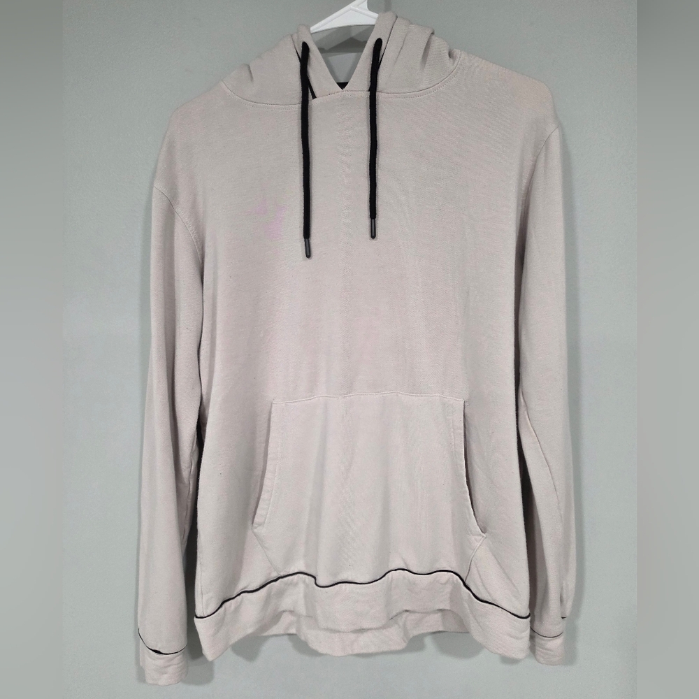 Mono B Light Beige Hoodie with Black Drawcords